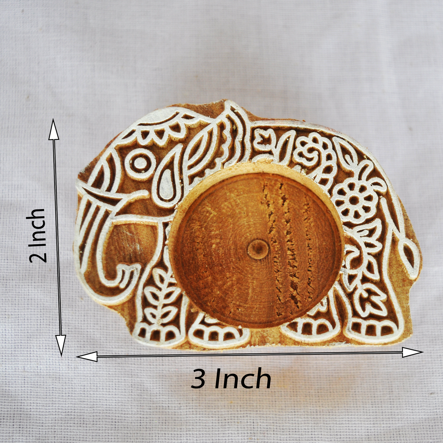 Wooden Small Elephant Block Diya Shape pair