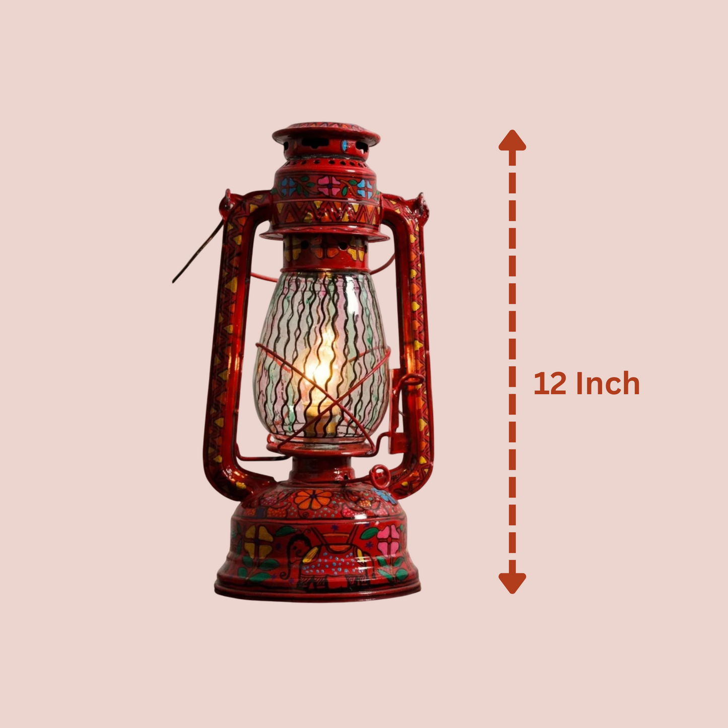 Beautiful Traditional Flower Painting Hanging Lalten/lantern With Electronic Holder