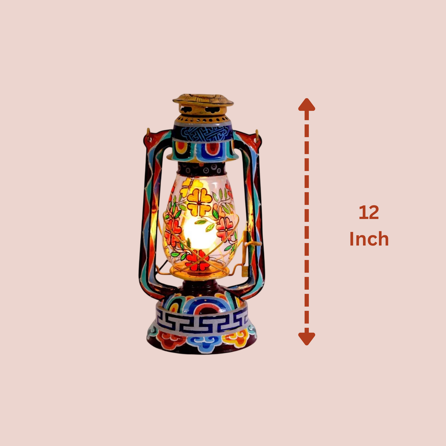 Beautiful Traditional Multicolor Hand-Painting Hanging Lacalten/lantern With Electronic Holder