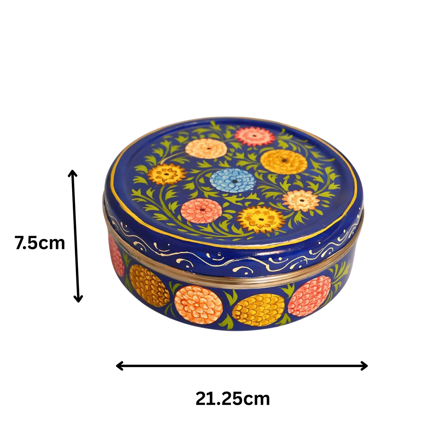 Hand Painted Spice Box With 7 Compartments-Blue