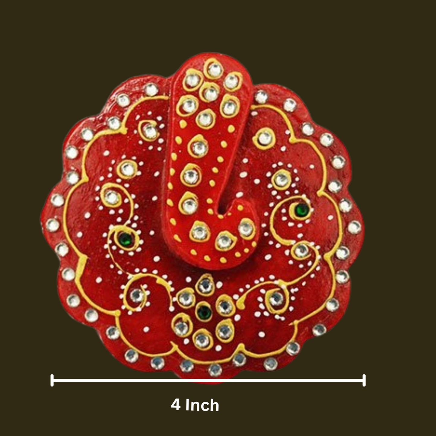 Marble Kundan Work Ganesha Roli Sindoor Chopra set of 2 pc