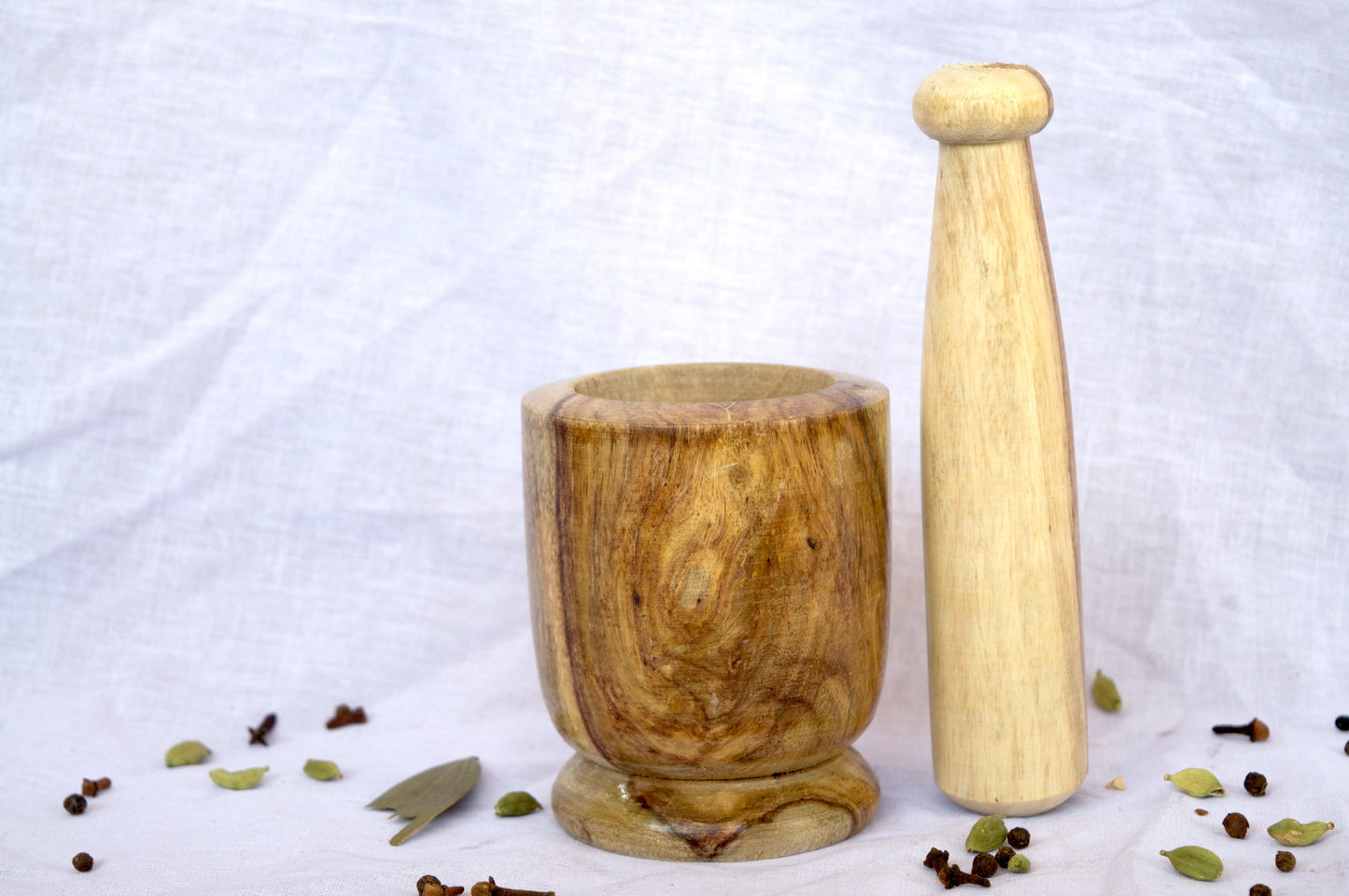 Wooden Natural Mortar And Pestle Okhali And Musal Set
