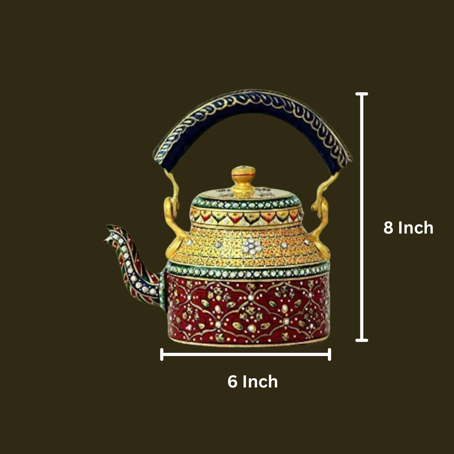 Aluminum Painted Tea Kettle Figurine Decorative