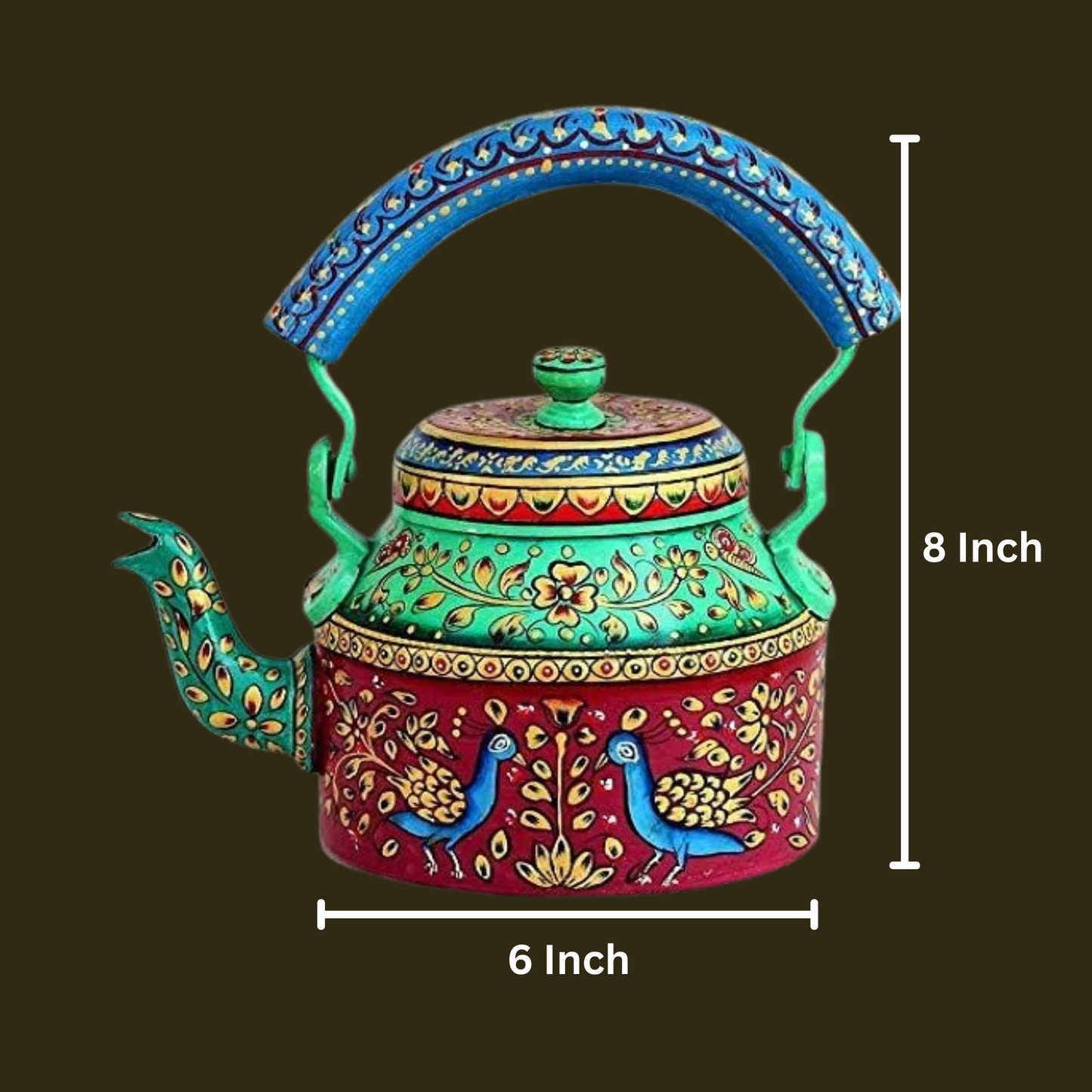 Aluminum Painted Tea Kettle Figurine Decorative