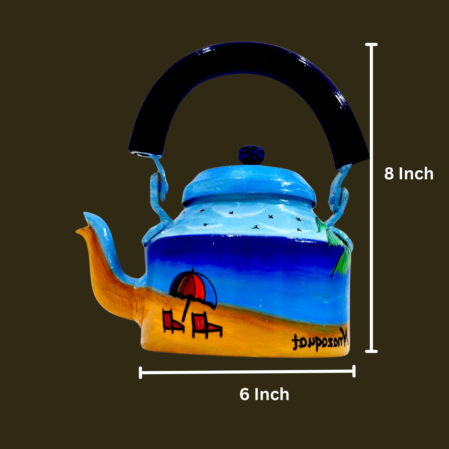 Aluminum Painted Tea Kettle Figurine Decorative