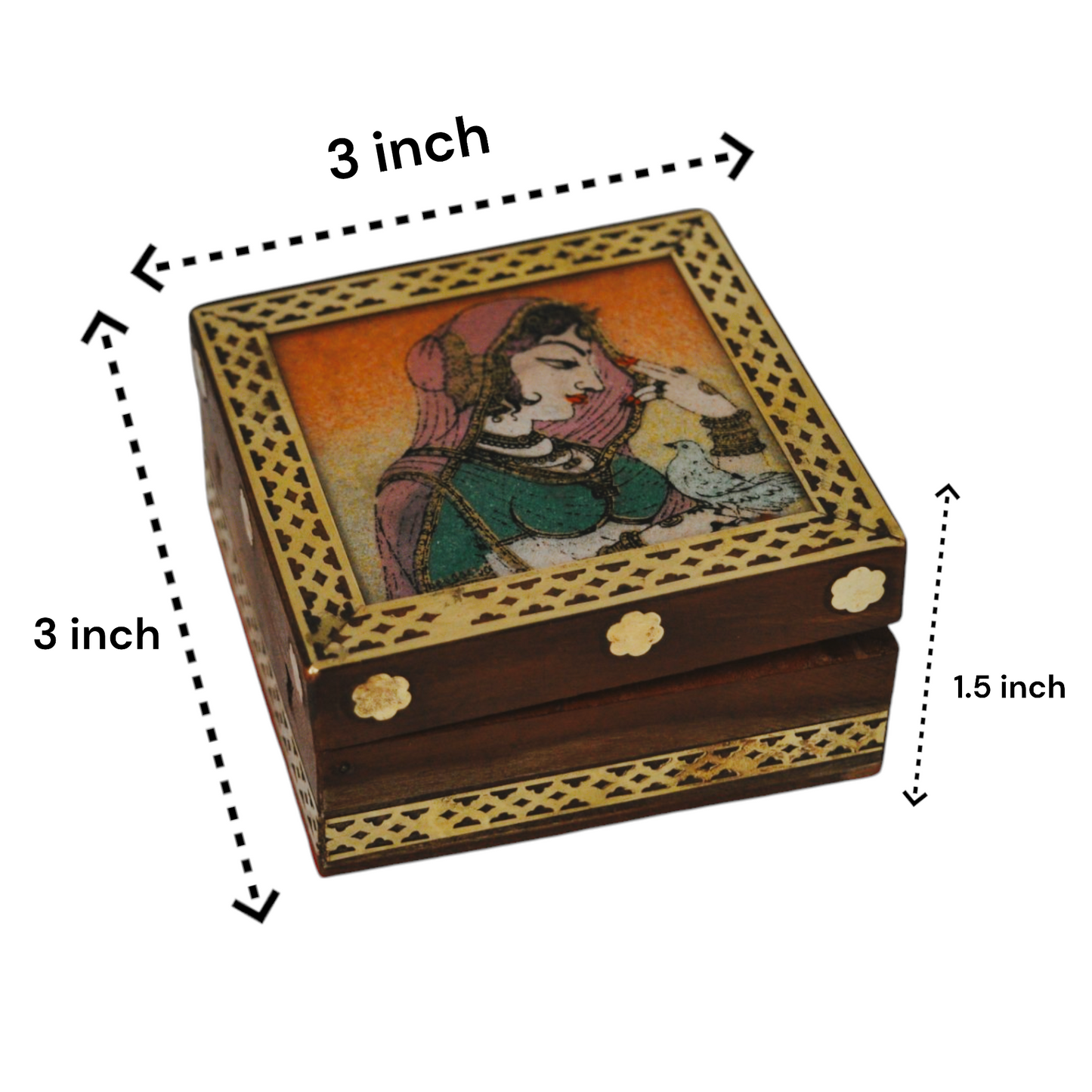 Wooden Jewellery Box With Gemstone Painting