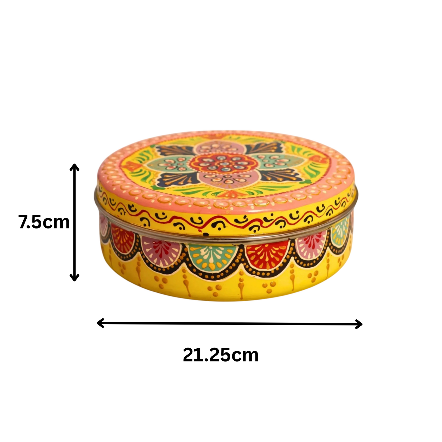 Hand Painted Spice Box With 7 Compartments-Multicolor Design