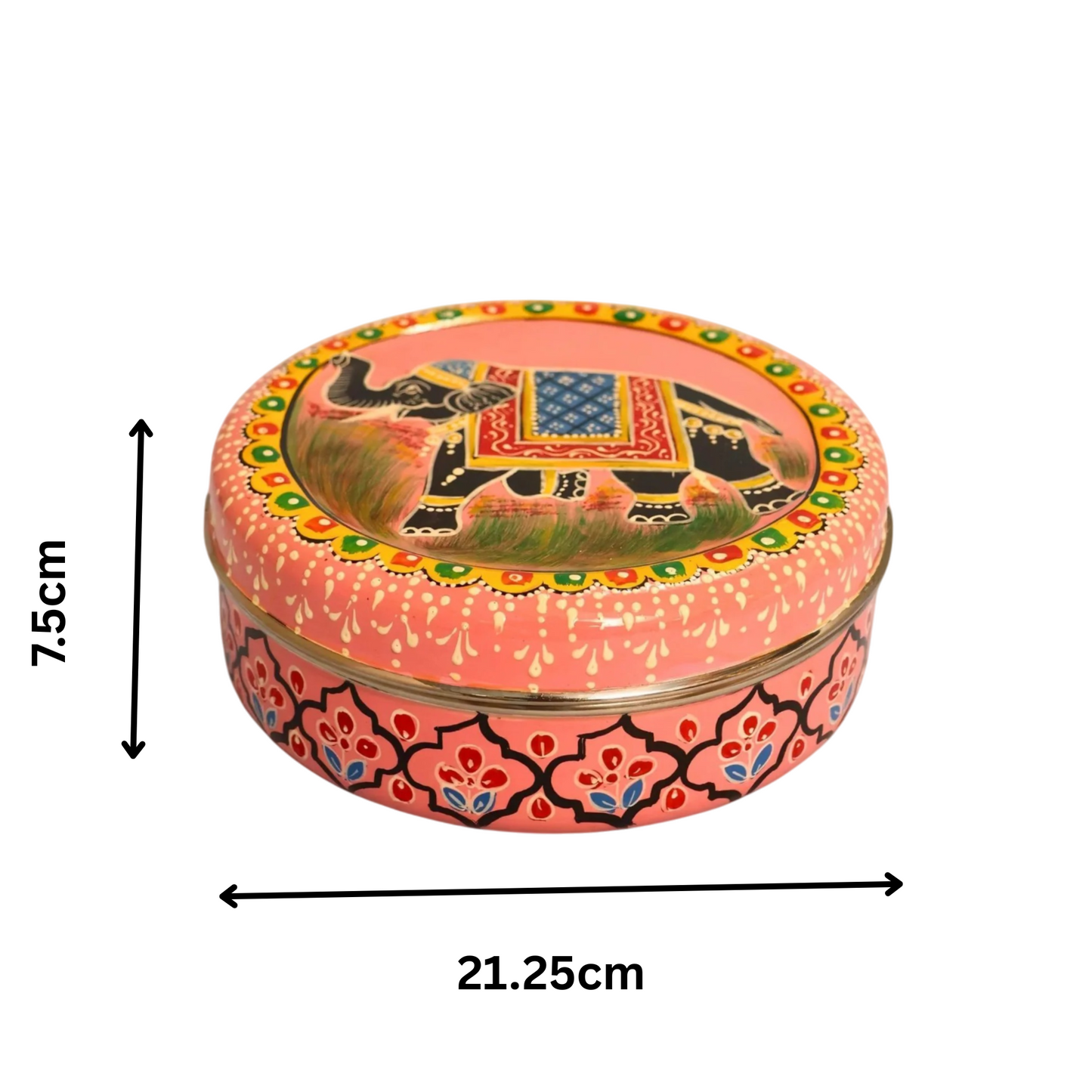 Hand Painted Spice Box With 7 Compartments-Orange And Red