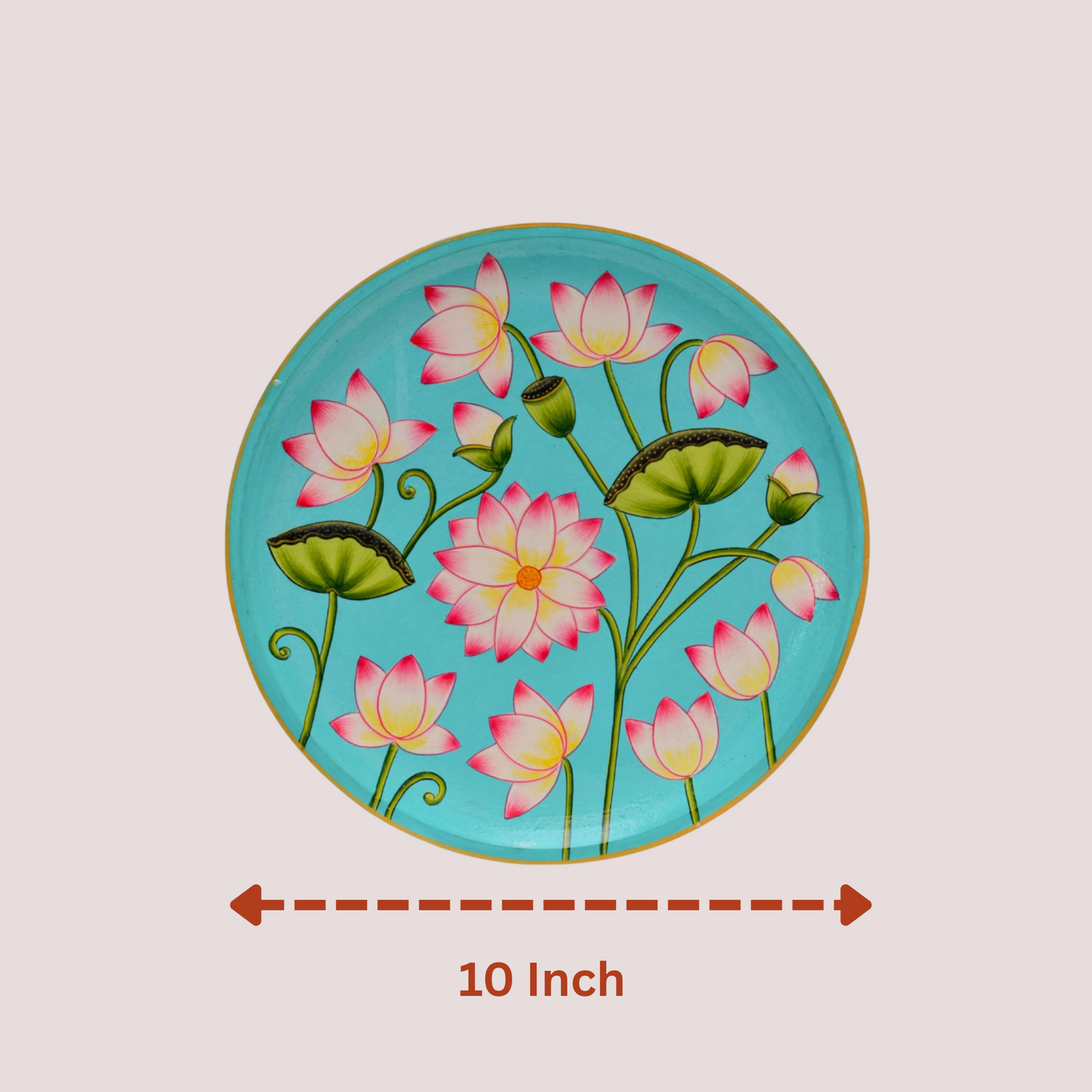 Wooden Hand Painted Round Plates Wall Flower Design