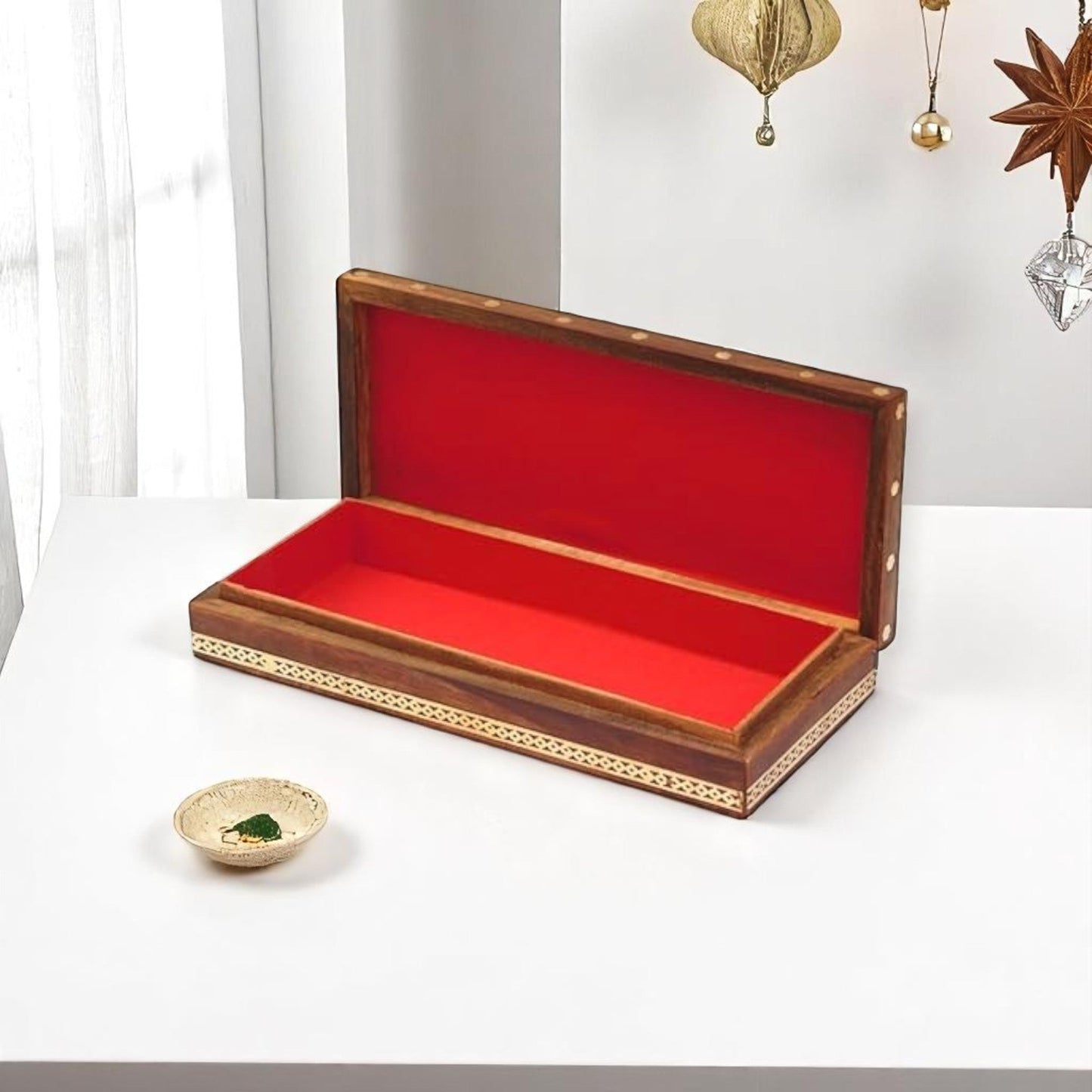 Wooden Jewellery Box With Gemstone Painting 10x4 inch