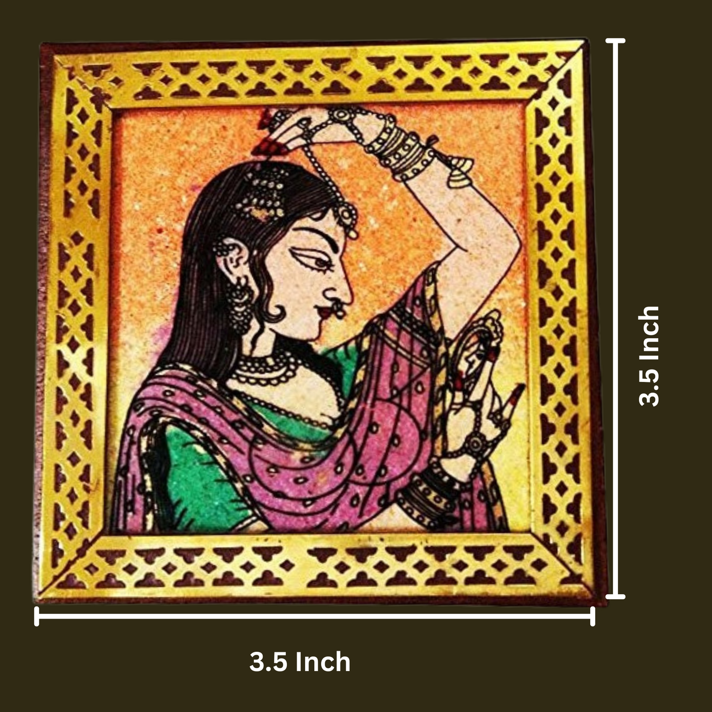 Wooden Coaster Bride Woman Painting Plates Set Of 6