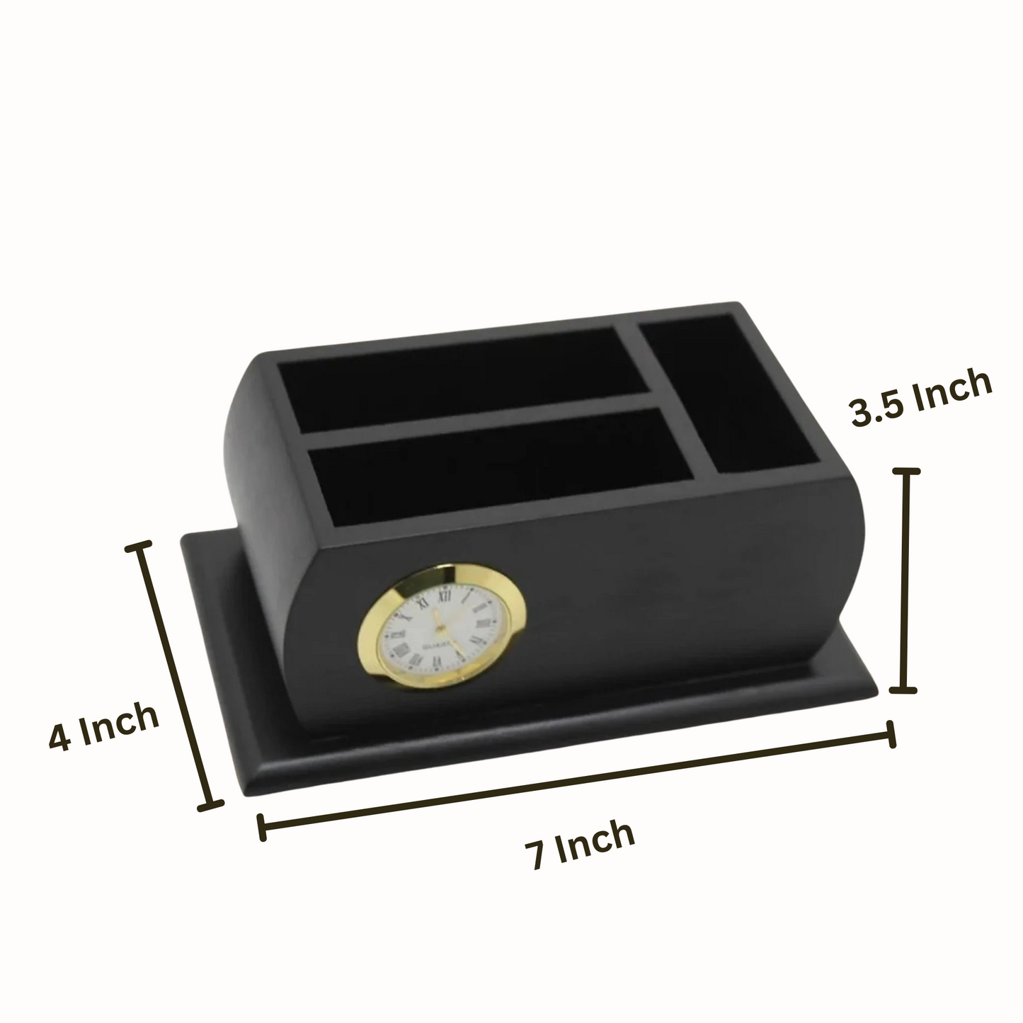 Wooden Desk Pen Holder With Clock Set of 50