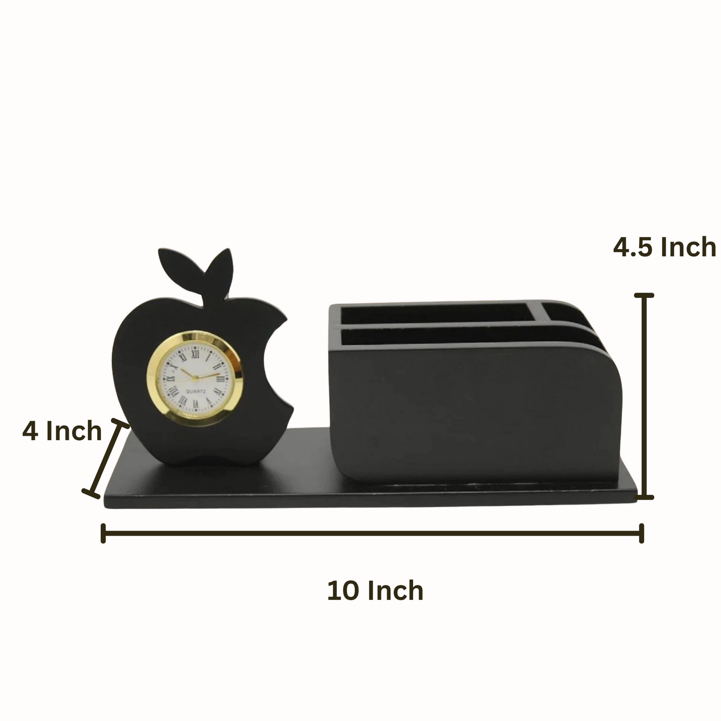 Wooden Desk Pen Holder With Clock Set of 50