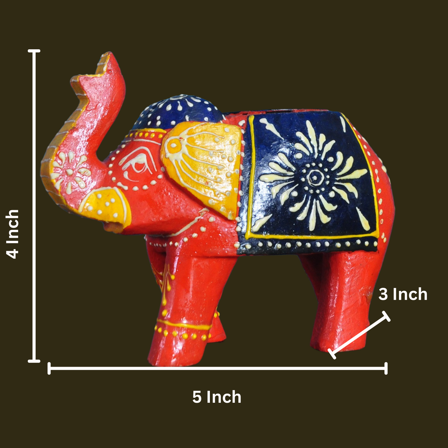 Wooden Elephant Tea Light Candle Holder pair