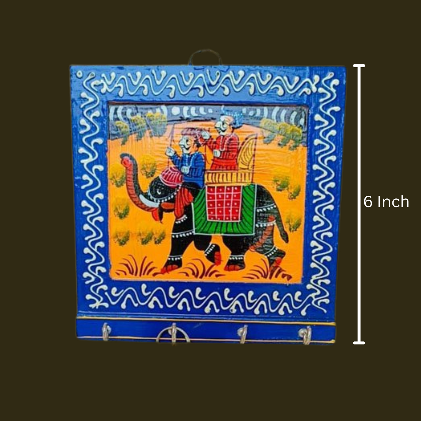 Wooden Hand Painted Blue key Holder 4