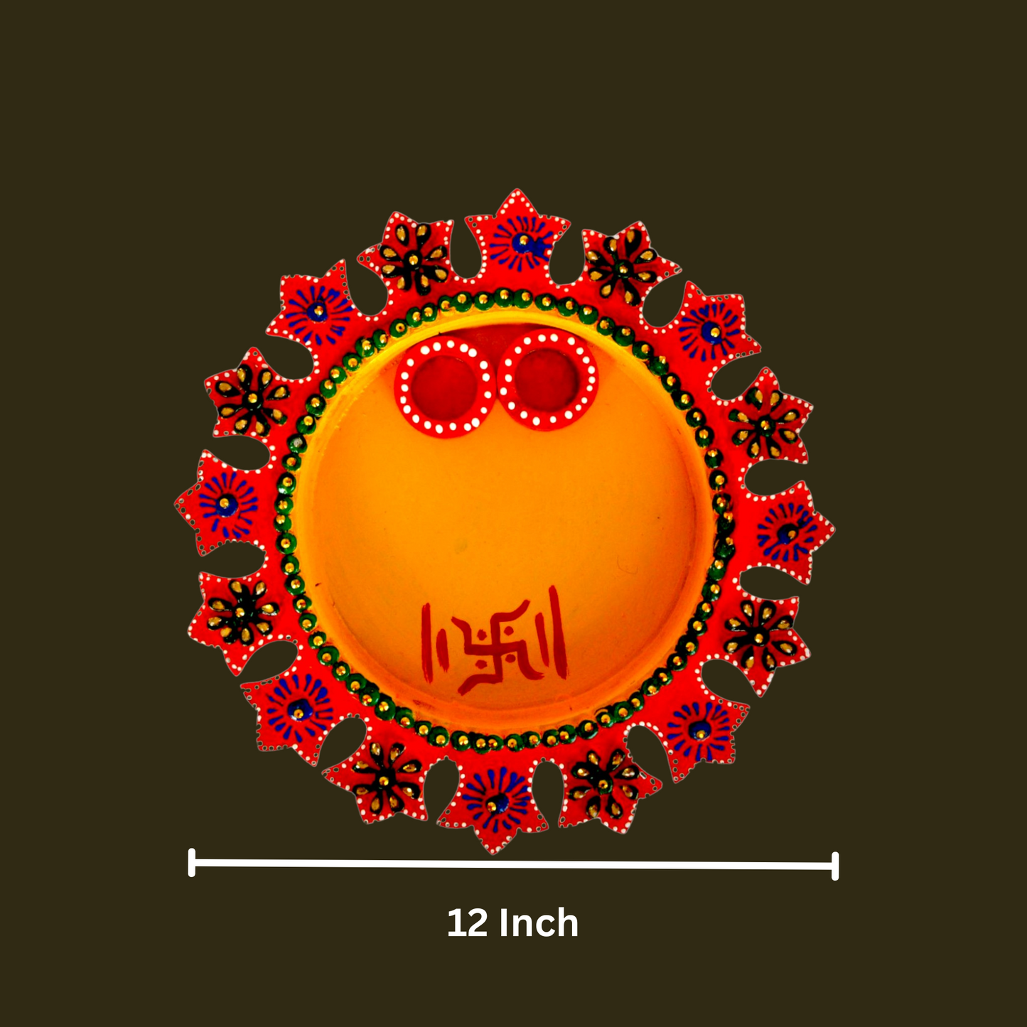 Wooden Pooja Thali With Decorative