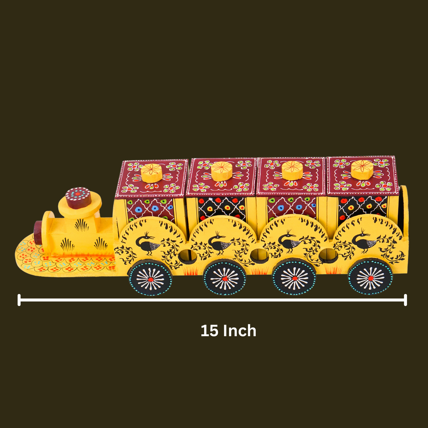 Wooden Train Shape Dry Fruit Holder 4 Box