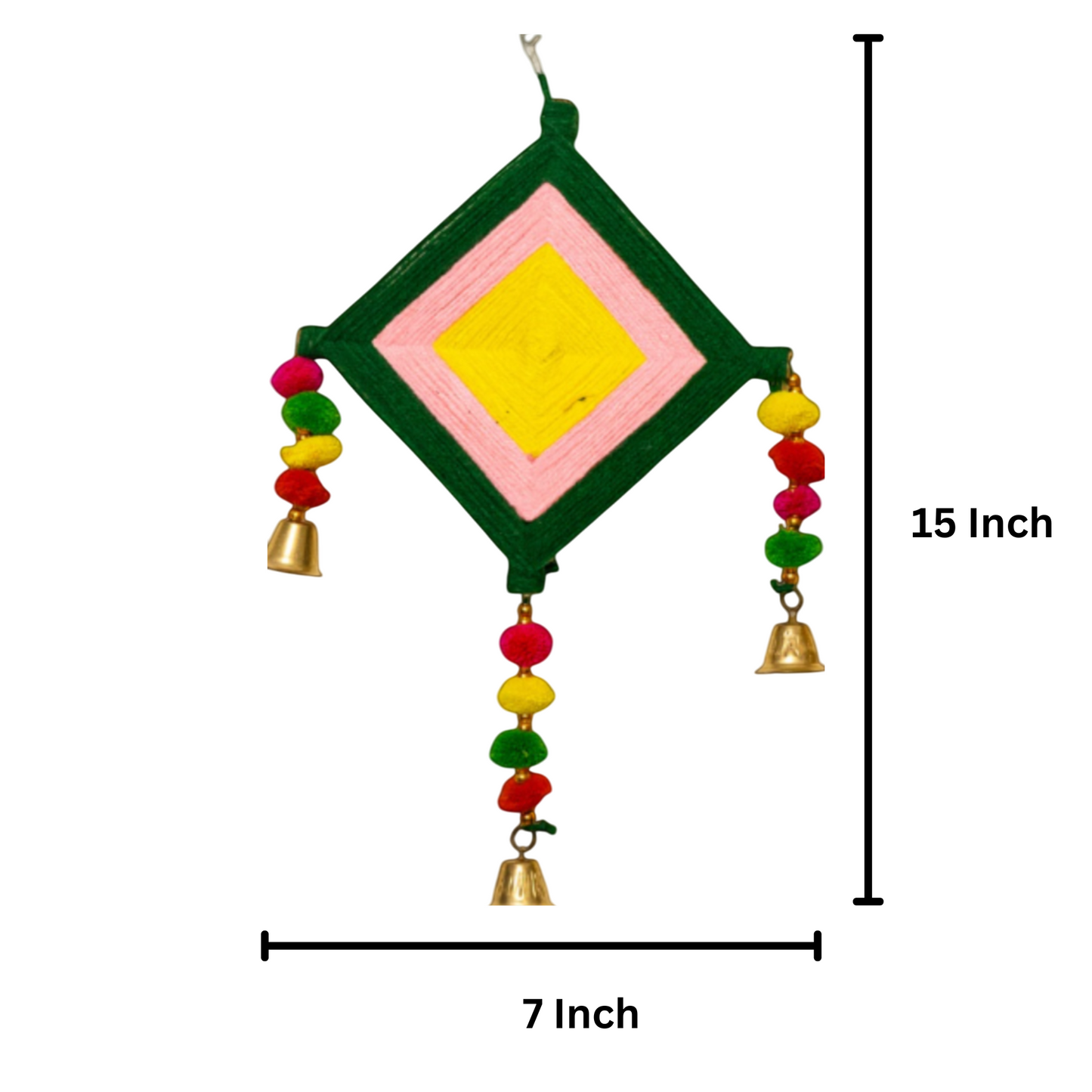 Woolen Kite Wall Pom Poms Hanging With Bells Set of 5