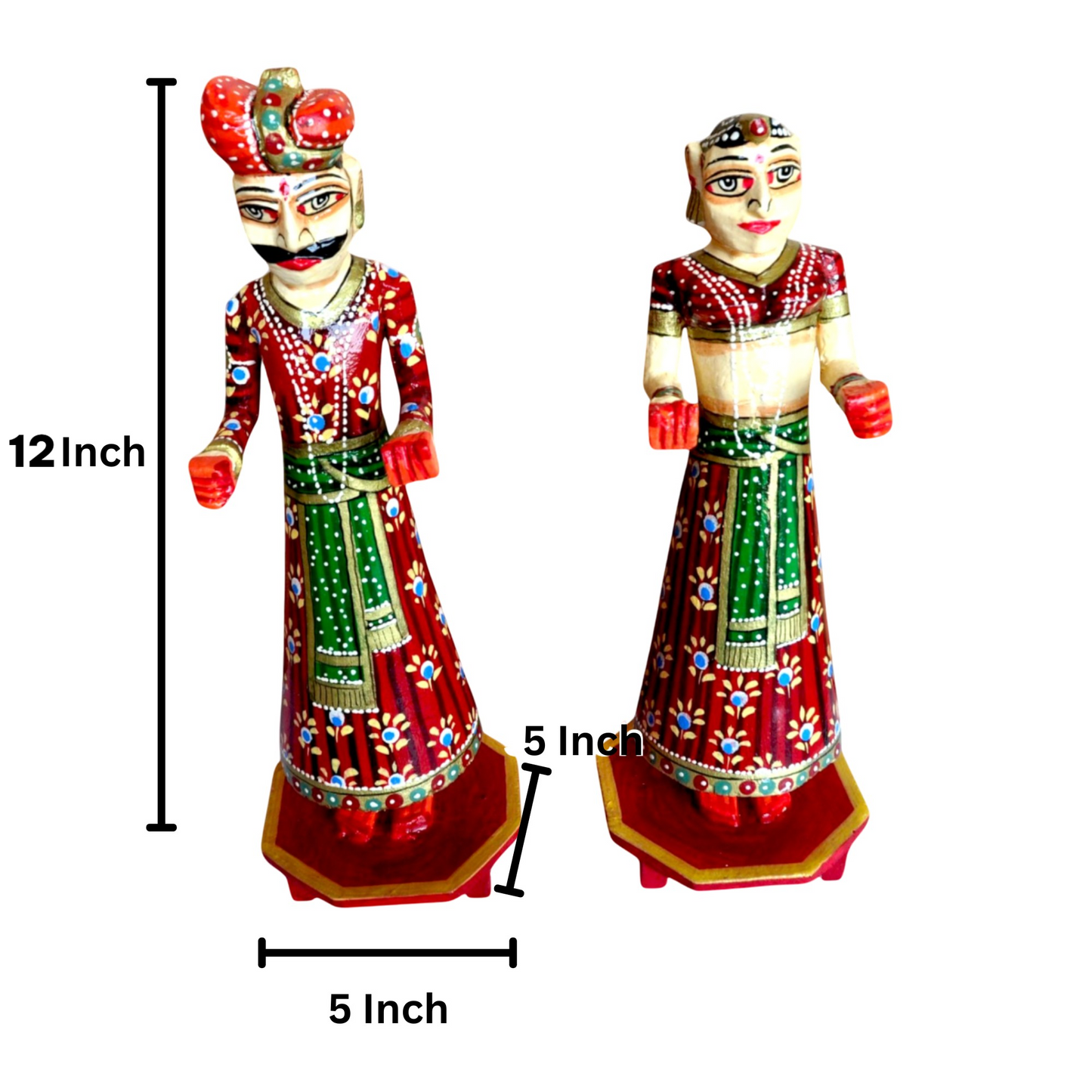 Wooden Hand Painted Rajasthani Gangaur Doll Set