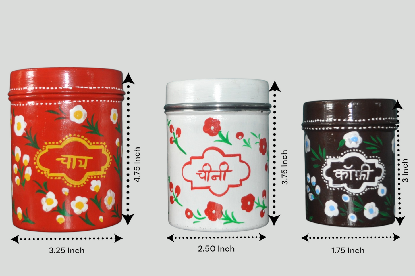 Hand Painted Steel Storage Container Set of three