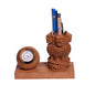 Wooden Watch Carved Pen Holder Table Top Decor