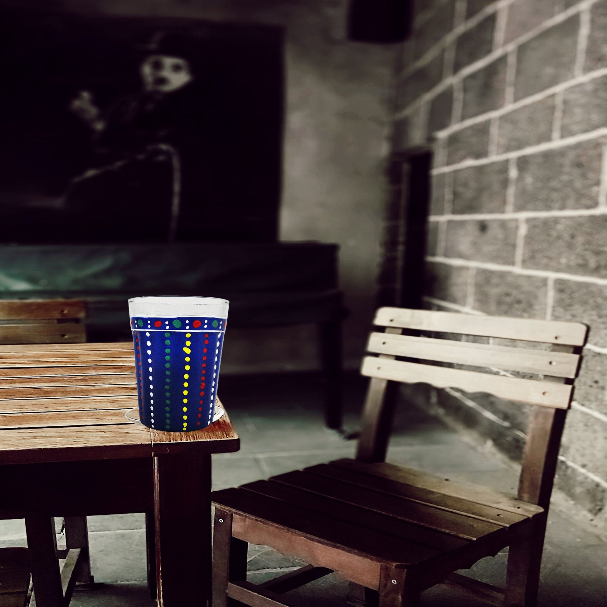 Wooden Kettle Tea Cart With 6 Glasses Set