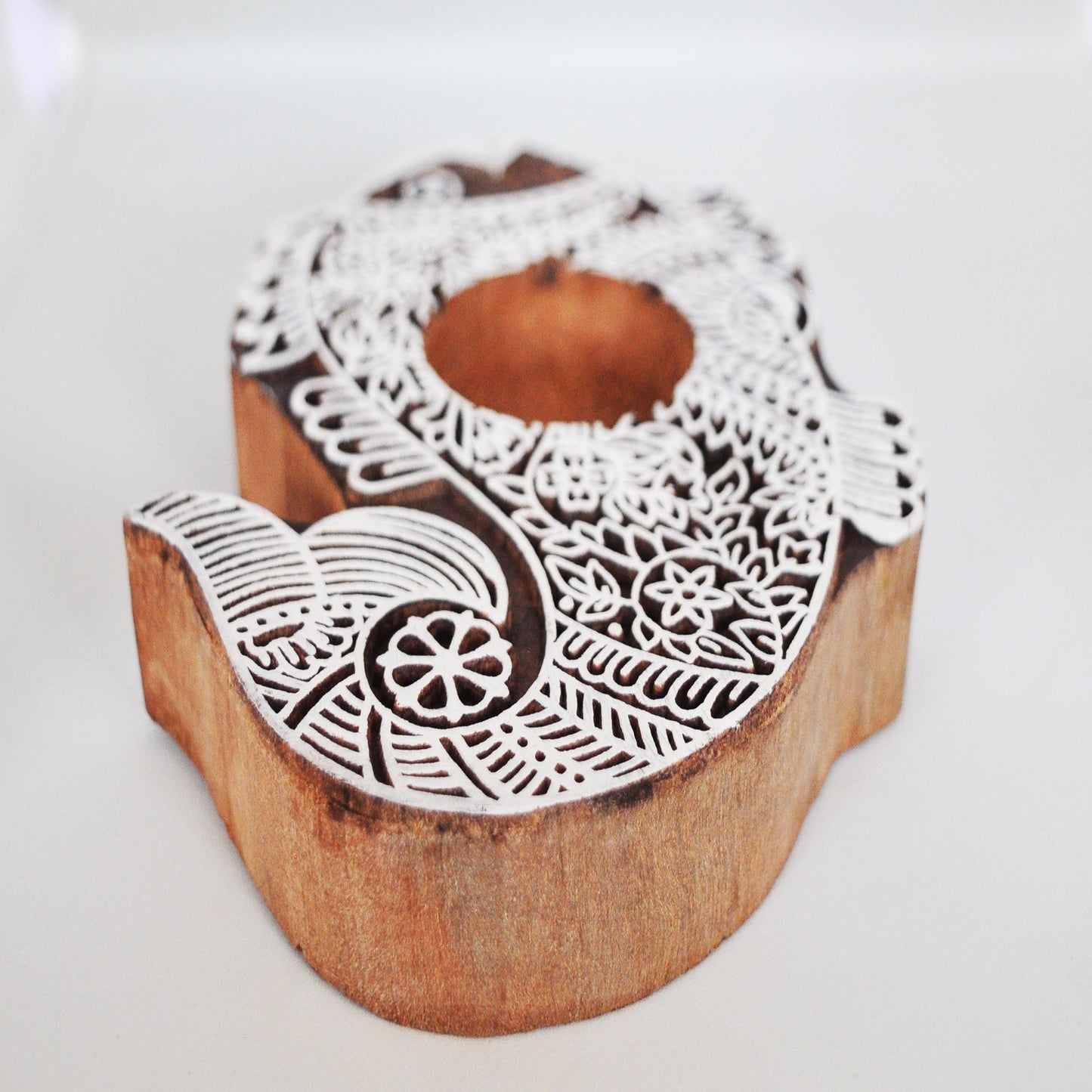 Wooden Hand block Fish Shape Diya pair