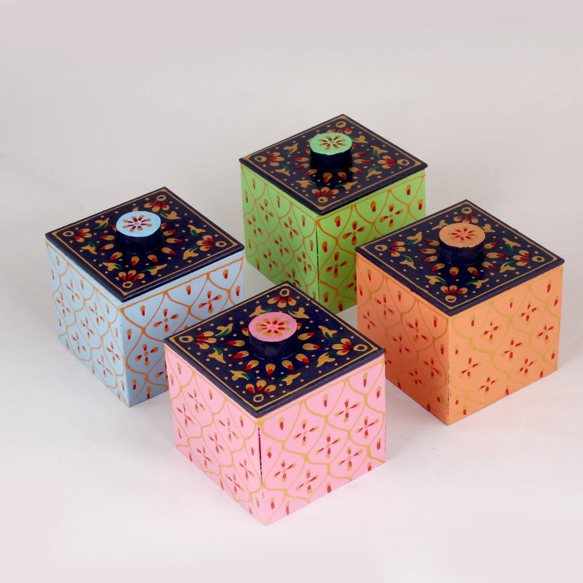 Wooden Dry Fruit Cart Shape With 4 Box