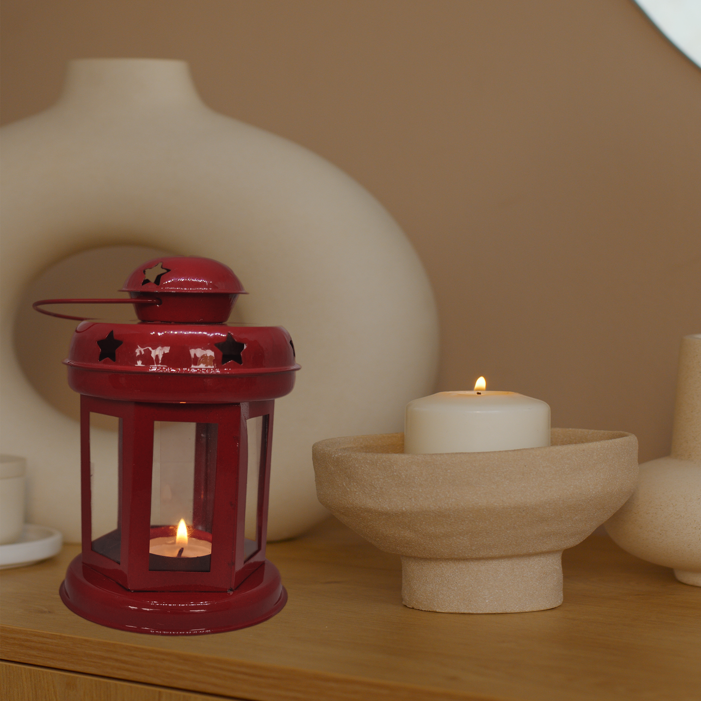 Metal Star Wall Hanging Candle Holder For Red