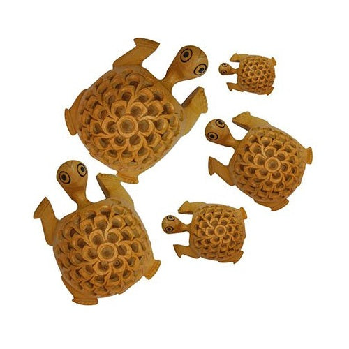 Wooden Tortoise Jali Antique Showpiece Set Of 5 Pcs