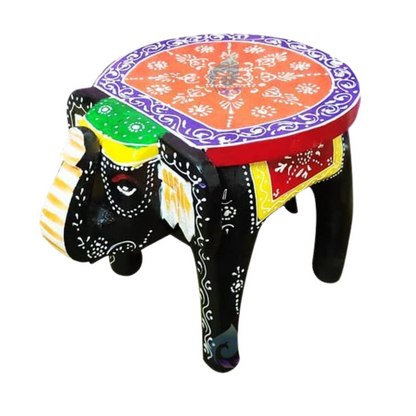 Wooden Elephant Stool Side Table/ Pooja Table 8 Inch