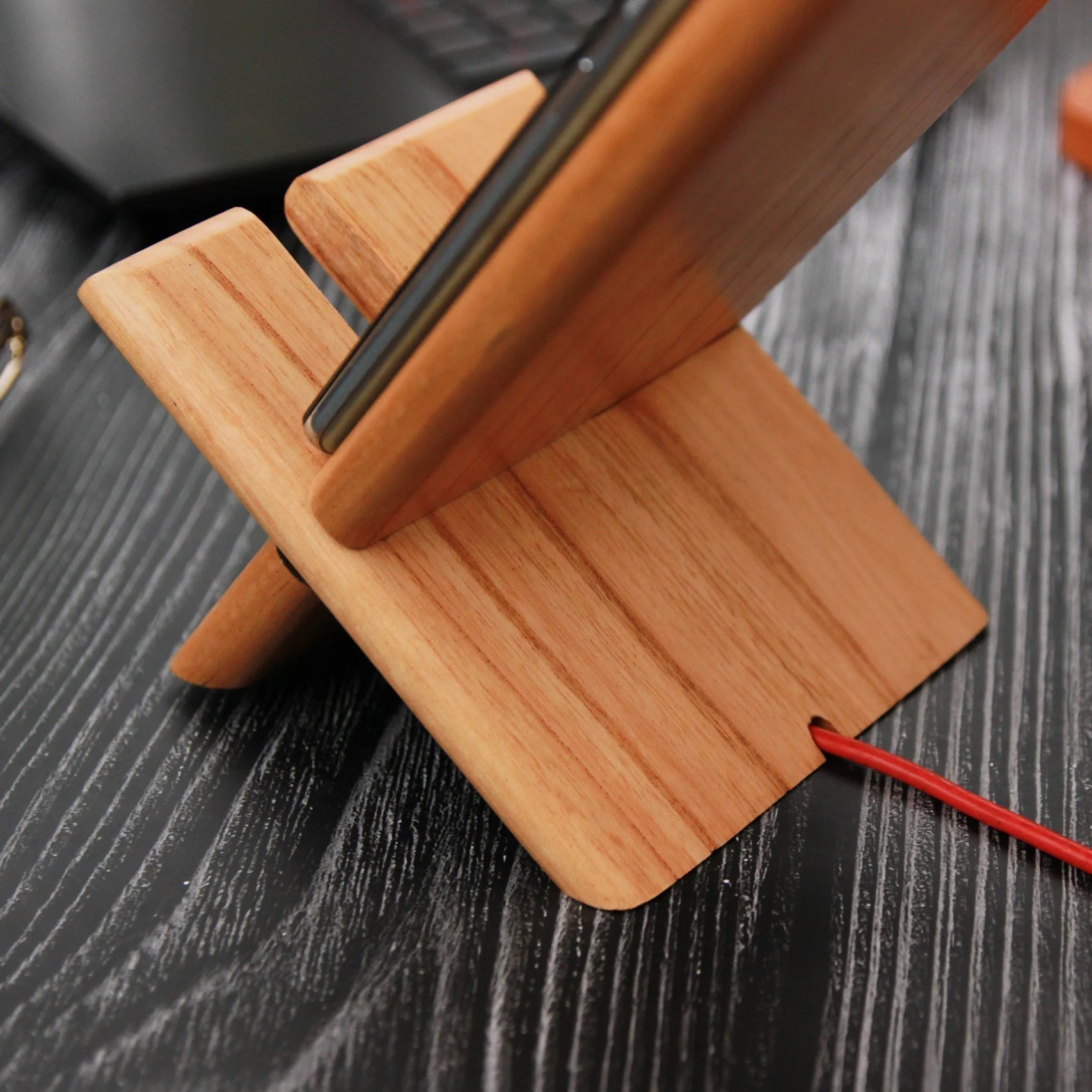 Wooden Mobile Stand With Charging Point