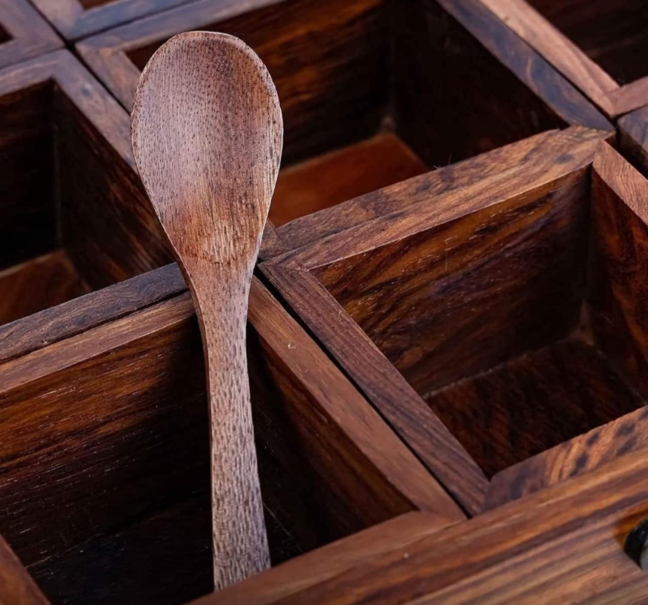 Wooden Table Top Spice Box
