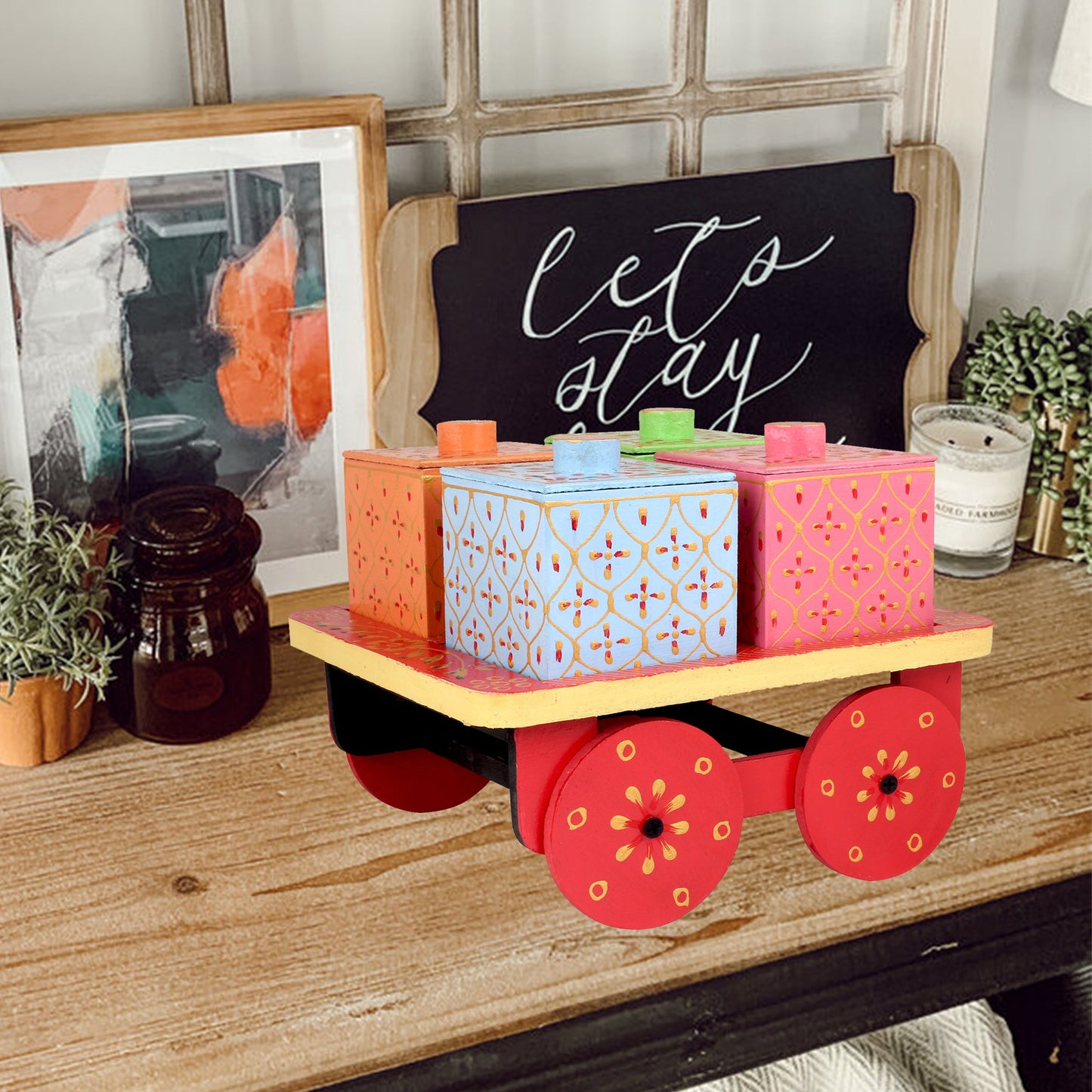 Dry Fruit Cart Shape With Trolley Cart