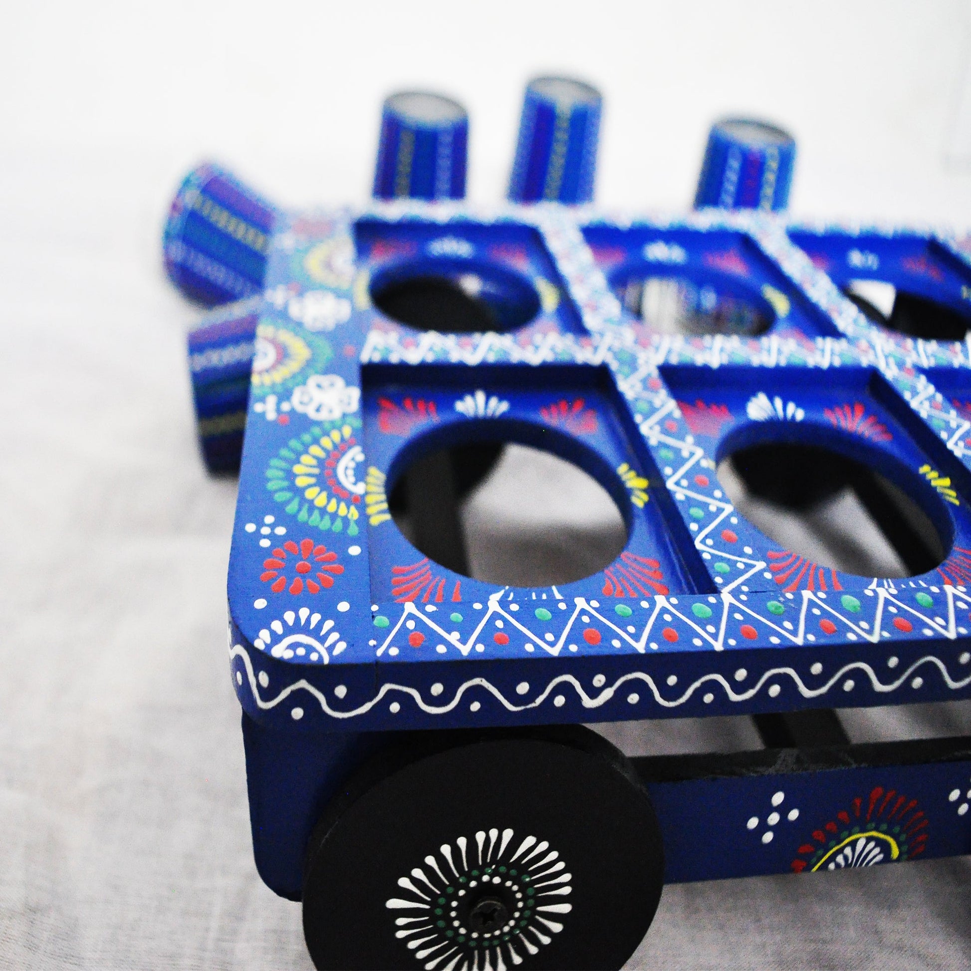 Wooden Kettle Tea Cart With 6 Glasses Set