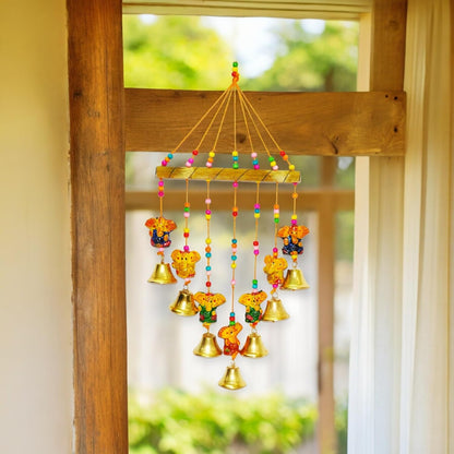Wooden Ganesha Bells Wall Hangings Door Decorative set of two pc