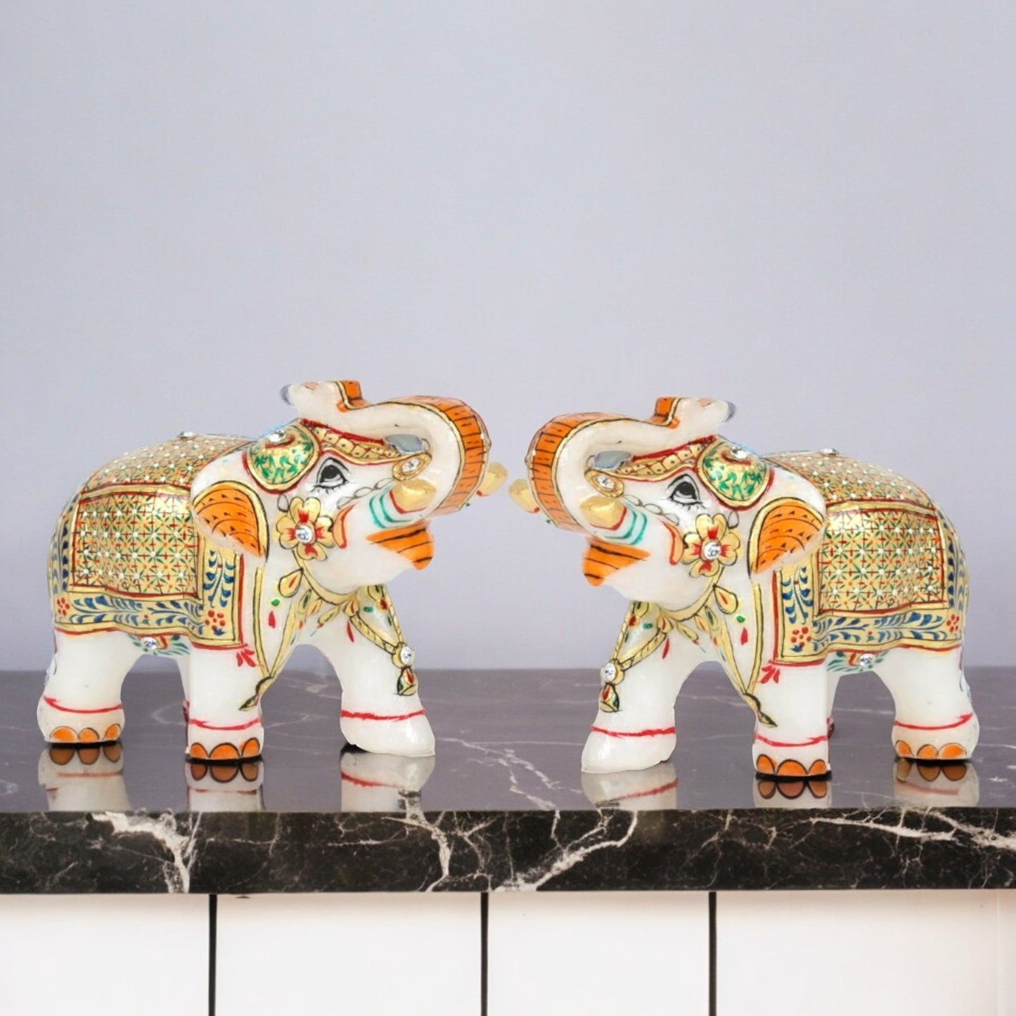 White Marble Elephant Statue Home Decor