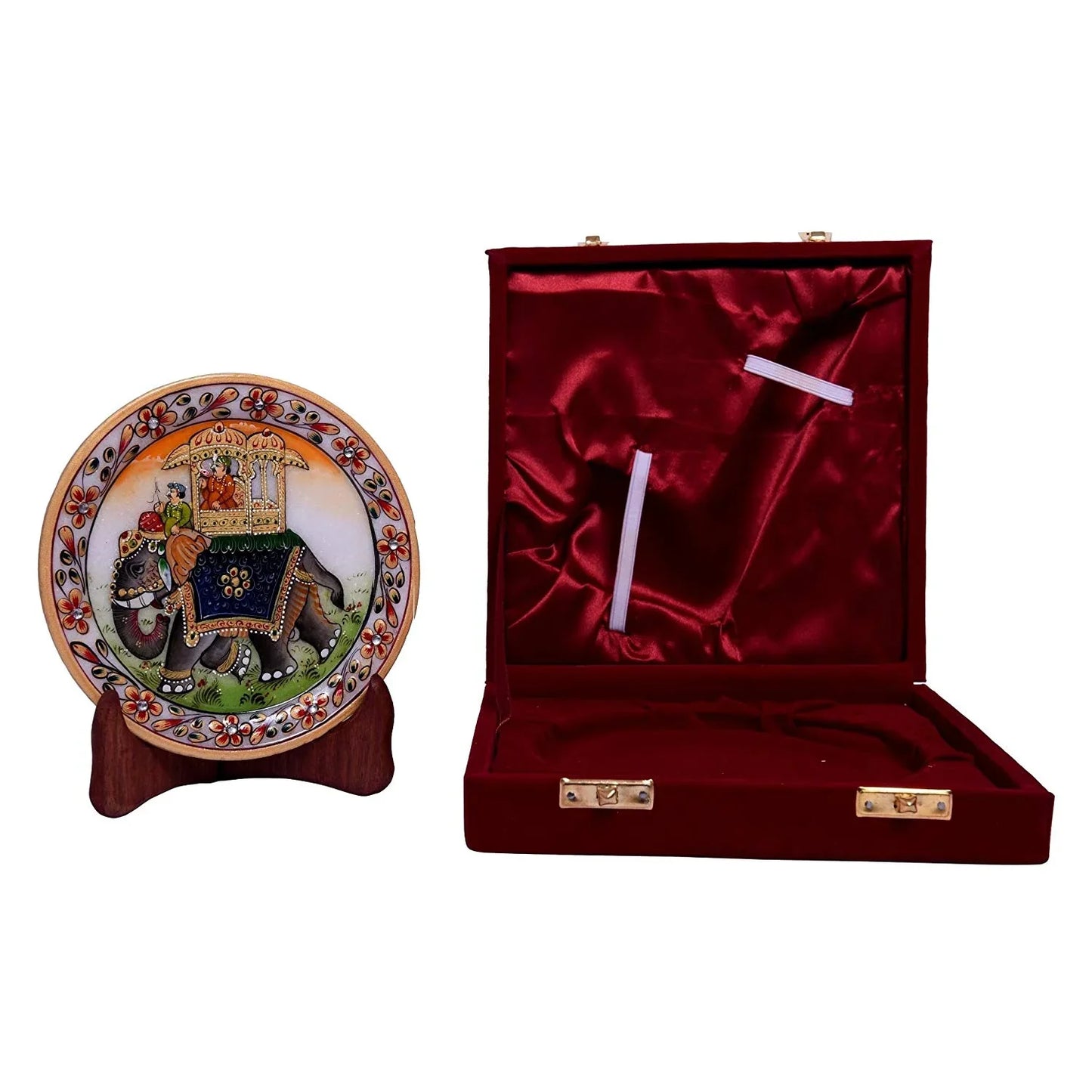 Marbel Round Elephant Plate With Stand