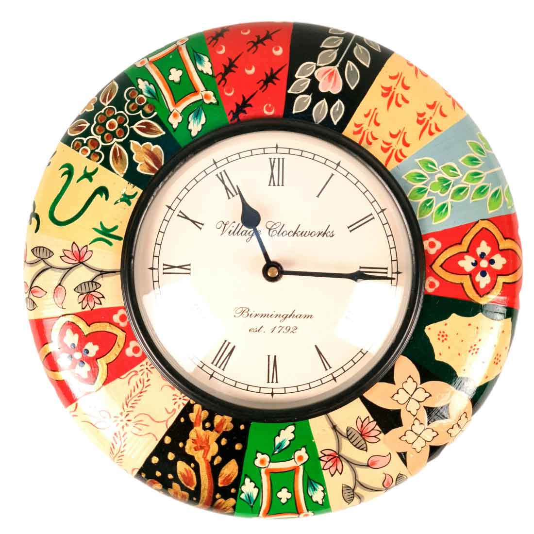 Wooden Wall Clock Multicolored - 12 inch