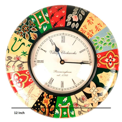 Wooden Wall Clock Multicolored - 12 inch