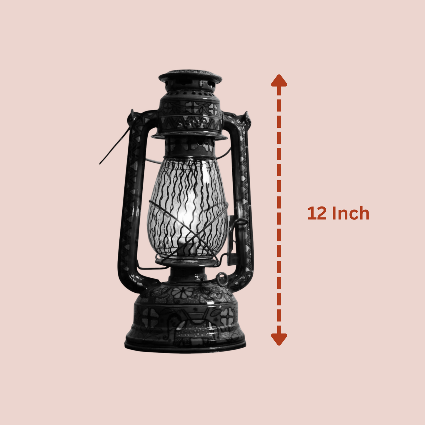 Beautiful Traditional Painting Hanging Lalten/lantern With Electronic Holder-Black