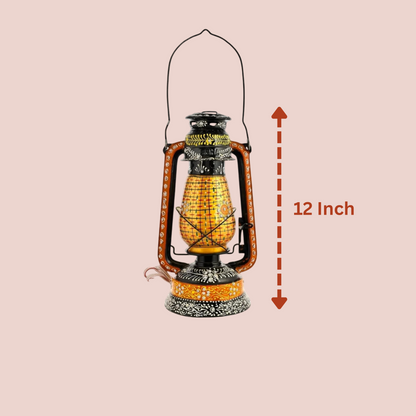 Beautiful Traditional Painting Hanging Lalten/lantern With Electronic Holder-Gold