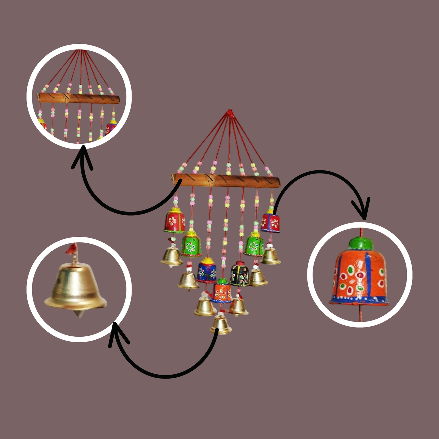 Beautiful Handmad Decorative Bells Wall Hanging set of 2 pc