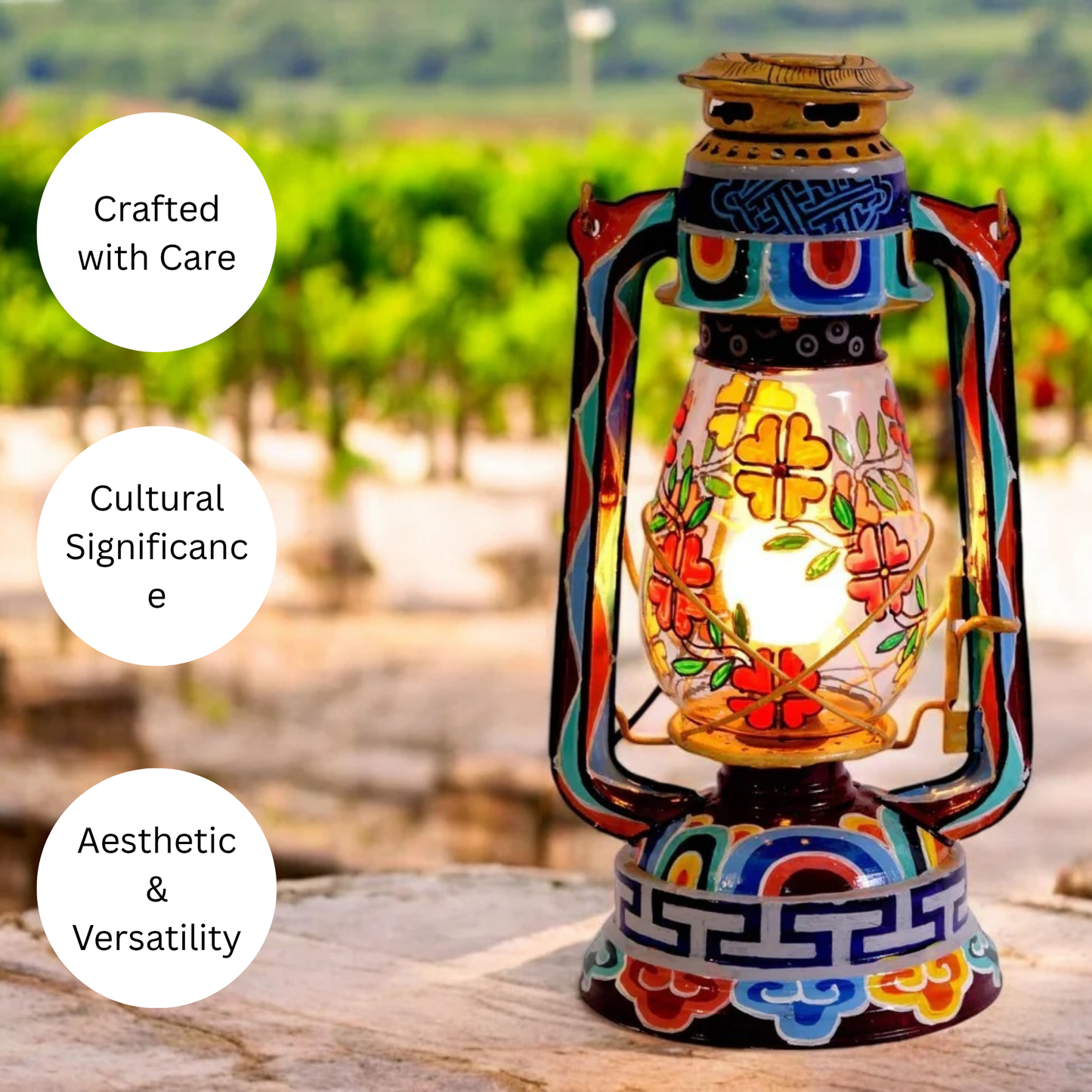 Beautiful Traditional Multicolor Hand-Painting Hanging Lacalten/lantern With Electronic Holder