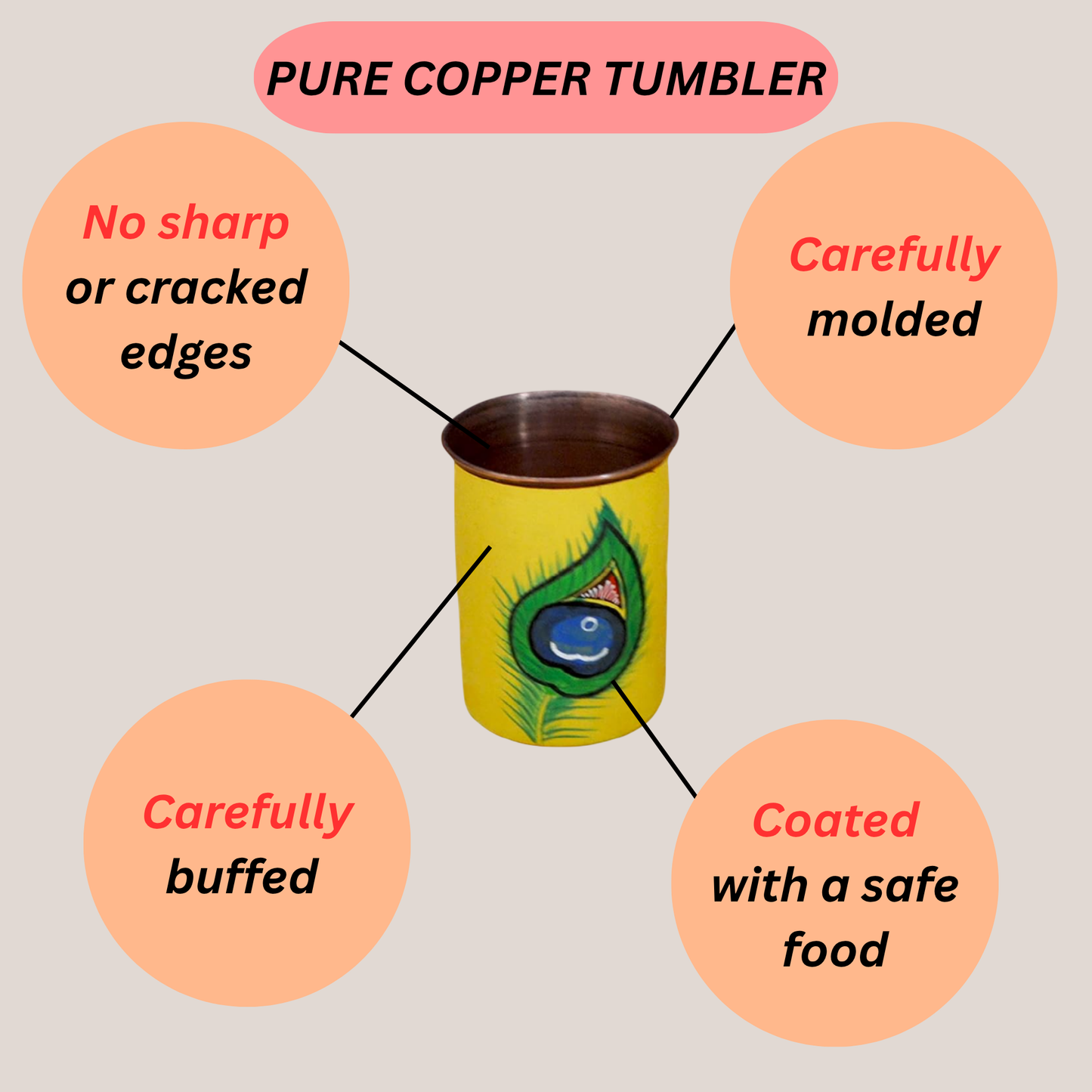 Copper Jug Printed With Copper 6 Glass Set