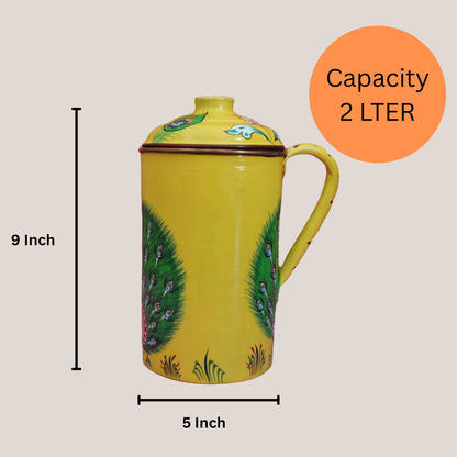 Copper Jug Printed With Copper 6 Glass Set