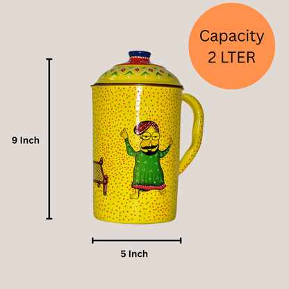Copper Jug With 6 Glass Set punjabi dance theme painting