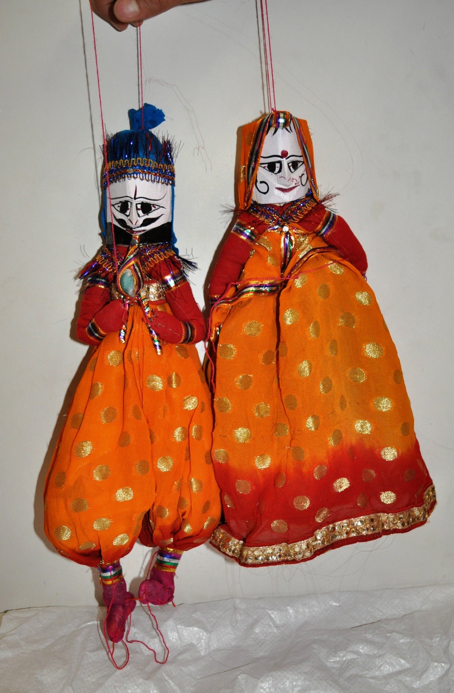Wooden Colorful Face String Puppet Kathputli In Pair 18 inch