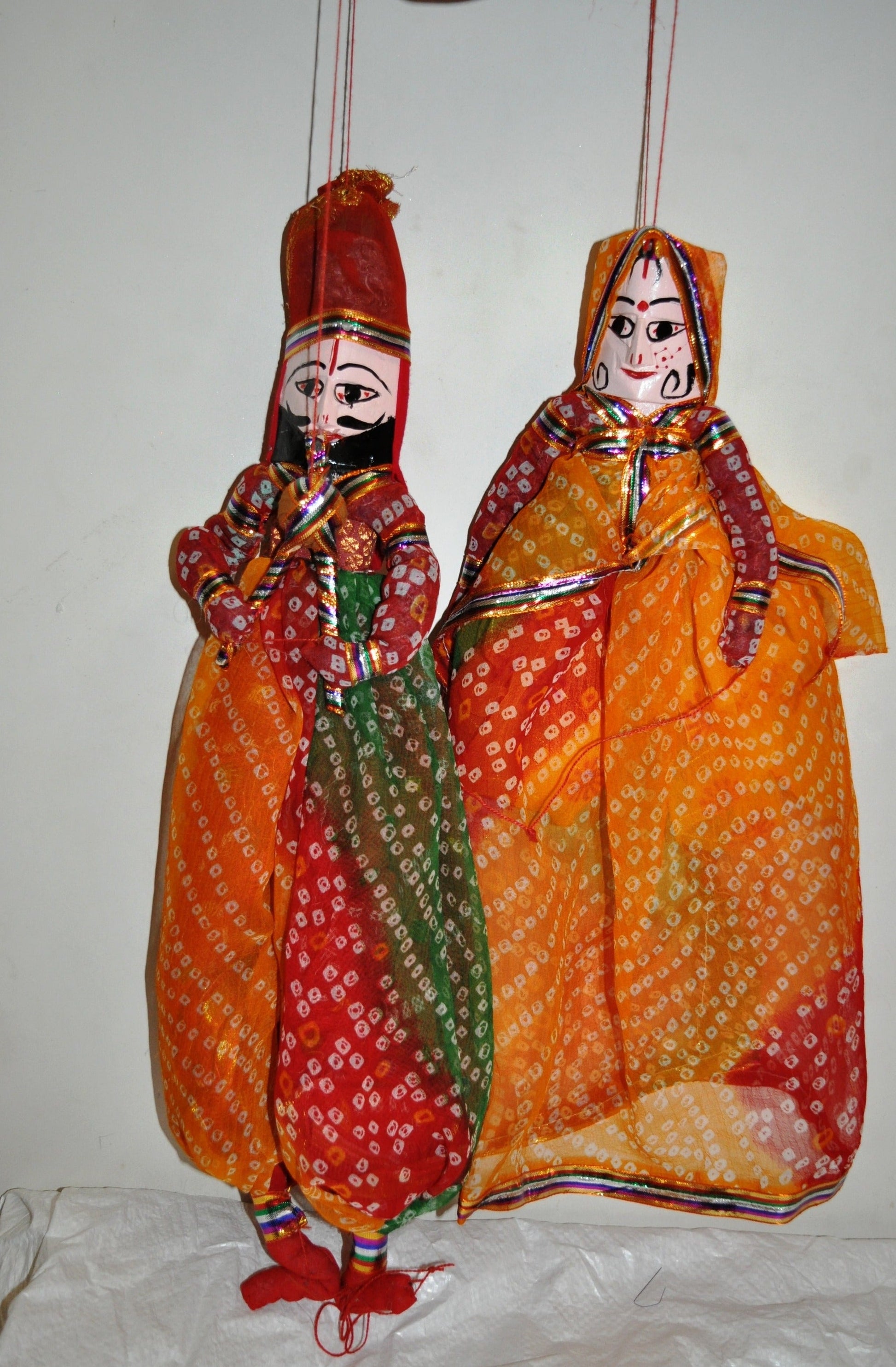 Wooden Colorful Face String Puppet Kathputli In Pair 18 inch