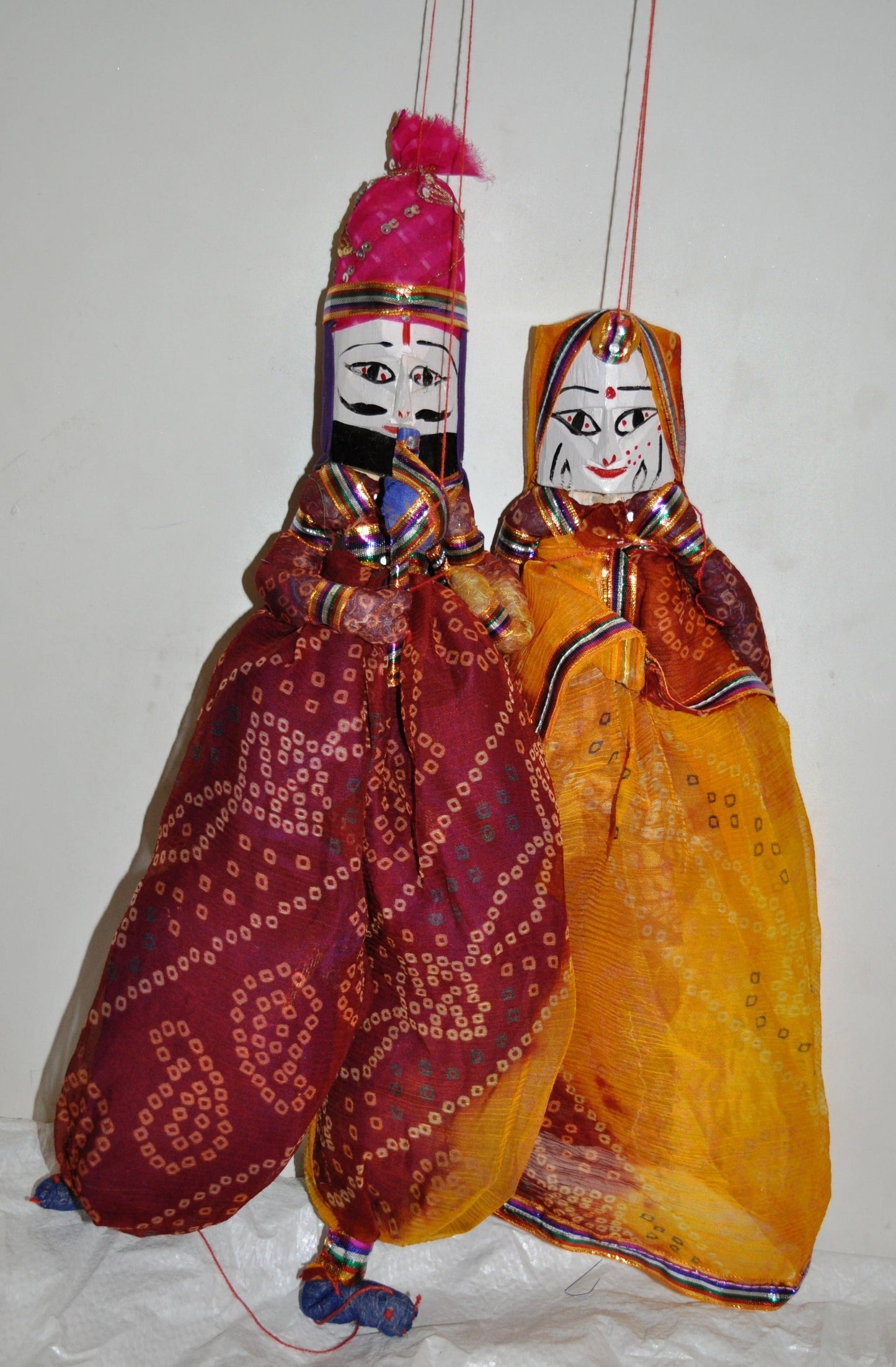 Wooden Colorful Face String Puppet Kathputli In Pair 18 inch